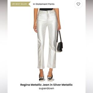 Revolve Superdown Silver Metallic Jeans
